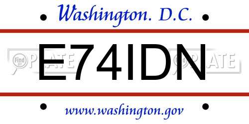 E74IDN District Of Columbia License Plate