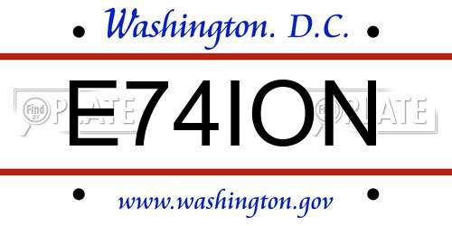 E74ION District Of Columbia License Plate