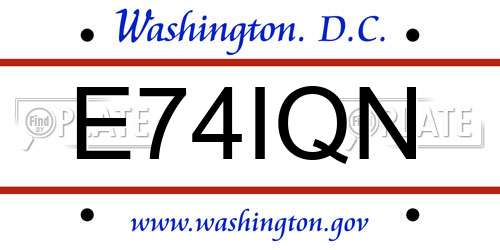 E74IQN District Of Columbia License Plate