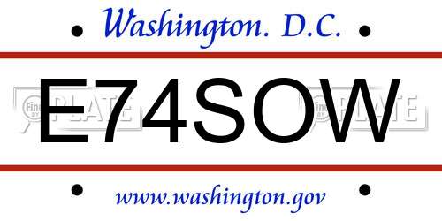 E74SOW District Of Columbia License Plate