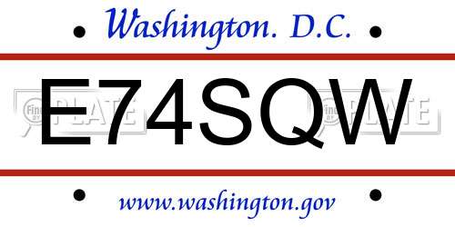 E74SQW District Of Columbia License Plate