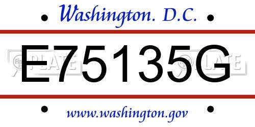 E75135G District Of Columbia License Plate