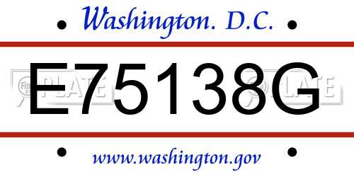 E75138G District Of Columbia License Plate