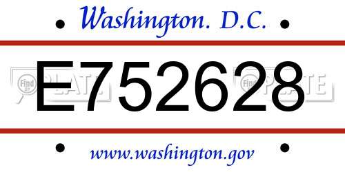 E752628 District Of Columbia License Plate