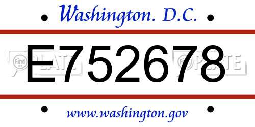 E752678 District Of Columbia License Plate
