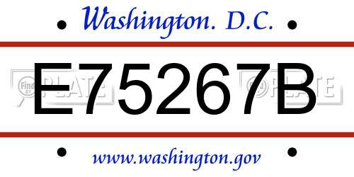 E75267B District Of Columbia License Plate
