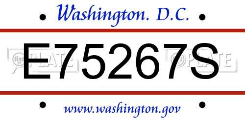 E75267S District Of Columbia License Plate