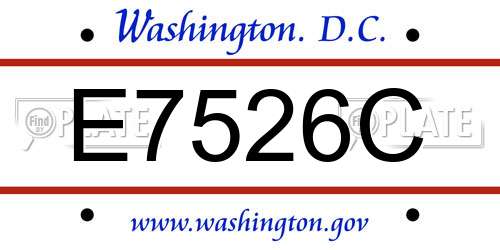E7526C District Of Columbia License Plate
