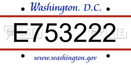 E753222 District Of Columbia License Plate