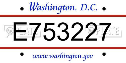 E753227 District Of Columbia License Plate