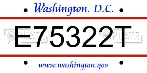 E75322T District Of Columbia License Plate