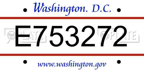 E753272 District Of Columbia License Plate