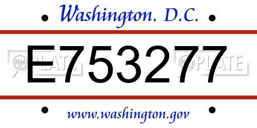 E753277 District Of Columbia License Plate
