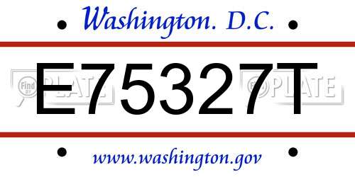 E75327T District Of Columbia License Plate