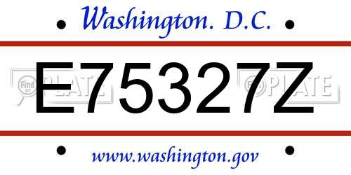 E75327Z District Of Columbia License Plate