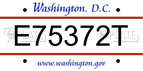 E75372T District Of Columbia License Plate