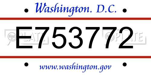 E753772 District Of Columbia License Plate