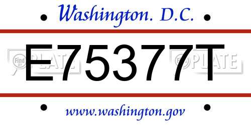 E75377T District Of Columbia License Plate