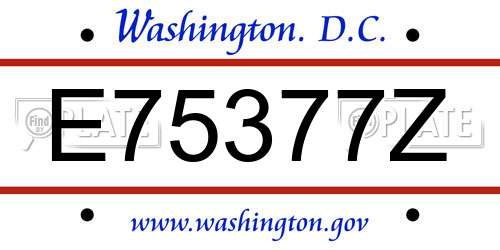 E75377Z District Of Columbia License Plate