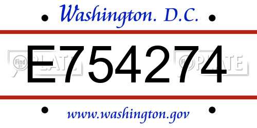 E754274 District Of Columbia License Plate