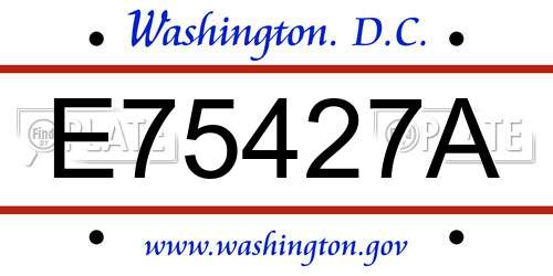 E75427A District Of Columbia License Plate