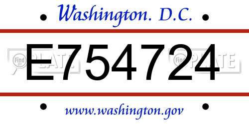 E754724 District Of Columbia License Plate