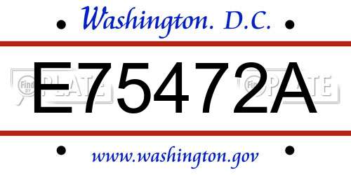 E75472A District Of Columbia License Plate