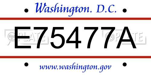 E75477A District Of Columbia License Plate