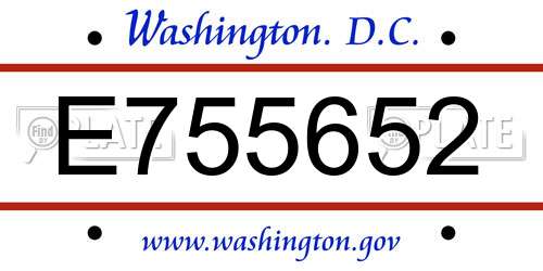 E755652 District Of Columbia License Plate