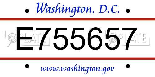 E755657 District Of Columbia License Plate