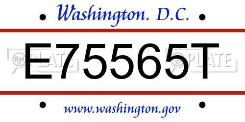 E75565T District Of Columbia License Plate