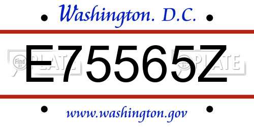 E75565Z District Of Columbia License Plate