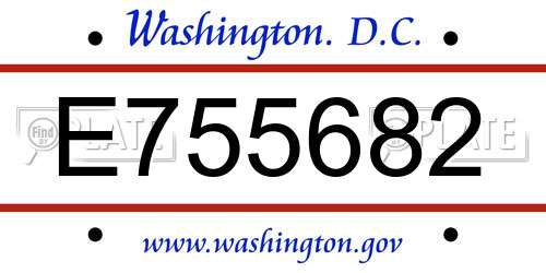 E755682 District Of Columbia License Plate