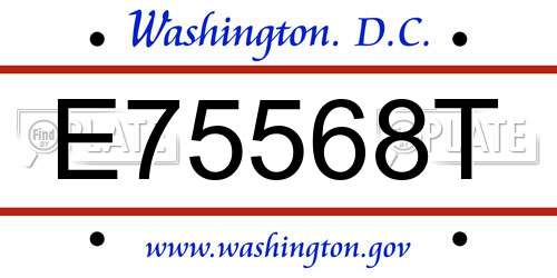 E75568T District Of Columbia License Plate