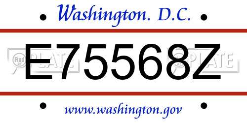 E75568Z District Of Columbia License Plate