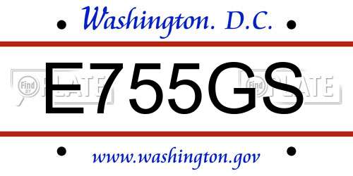 E755GS District Of Columbia License Plate