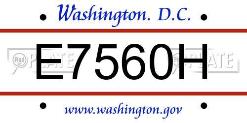 E7560H District Of Columbia License Plate