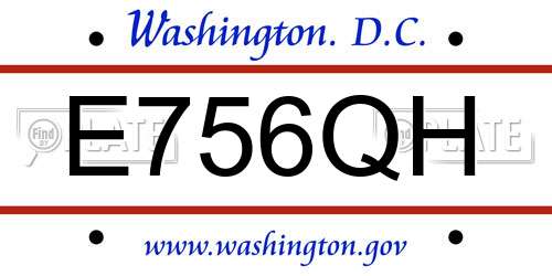 E756QH District Of Columbia License Plate