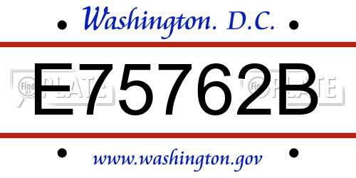 E75762B District Of Columbia License Plate