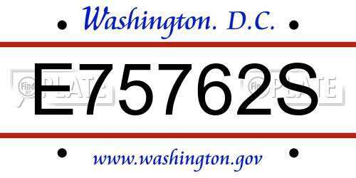 E75762S District Of Columbia License Plate