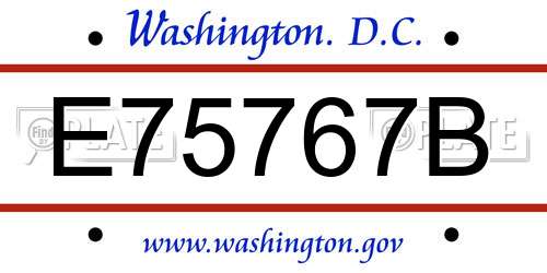 E75767B District Of Columbia License Plate