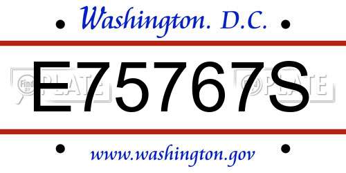 E75767S District Of Columbia License Plate
