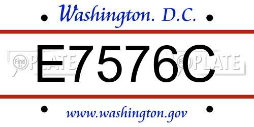 E7576C District Of Columbia License Plate