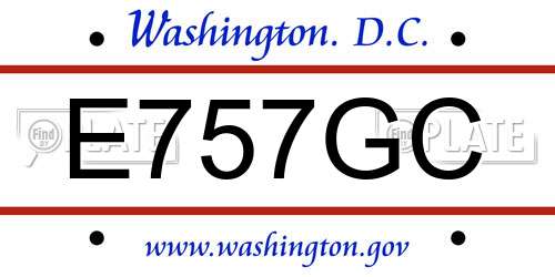 E757GC District Of Columbia License Plate