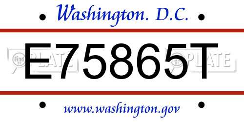 E75865T District Of Columbia License Plate