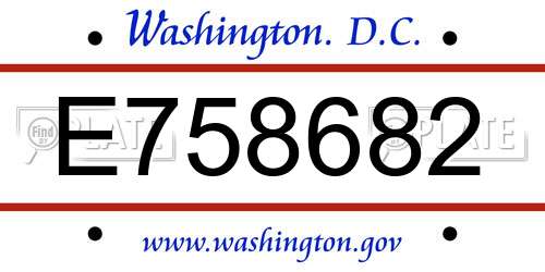 E758682 District Of Columbia License Plate