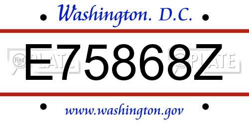 E75868Z District Of Columbia License Plate