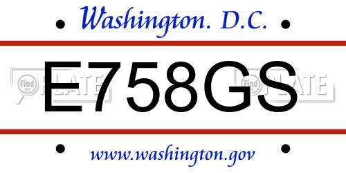 E758GS District Of Columbia License Plate