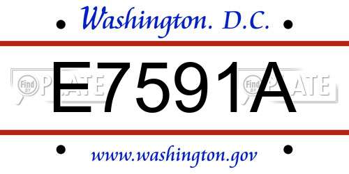 E7591A District Of Columbia License Plate