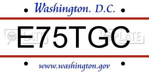 E75TGC District Of Columbia License Plate